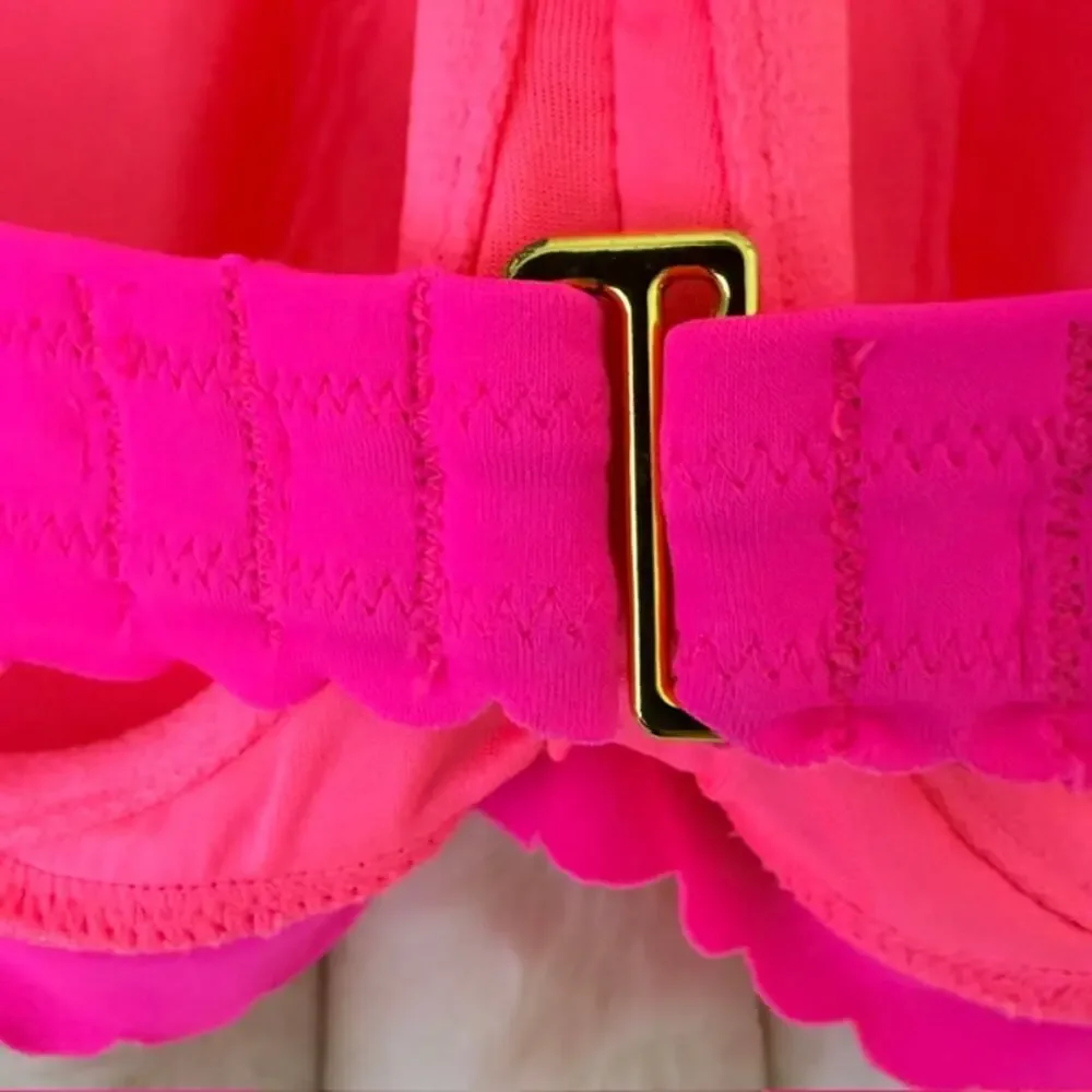 Victoria's Secret Lot‎ of 2 Swimwear Bikini Tops Padded Halter Tie 36C